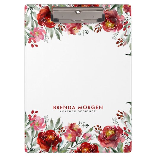 Dunkelroter Garten-Blume Klemmbrett (Vorderseite)