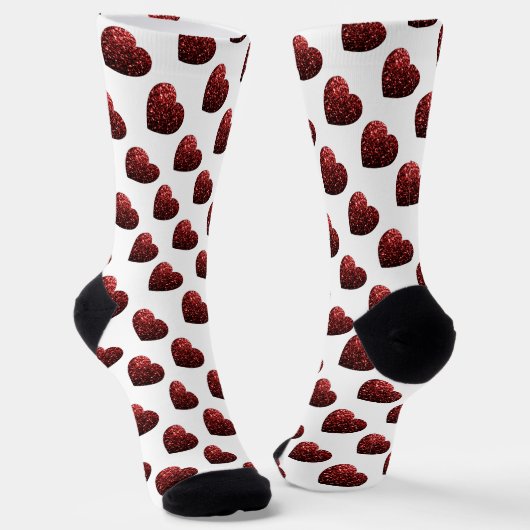 Dunkelroter Glitzer Glitzern weiß Socken (Gewinkelt)