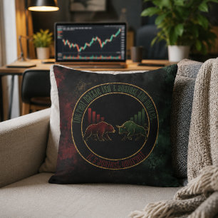 Dunkelroter Grün Bull Bear Mindset Trader Design Kissen