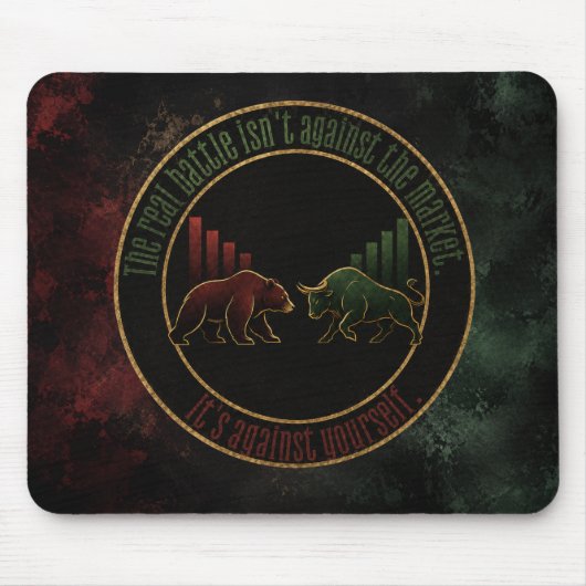 Dunkelroter Grün Bull Bear Mindset Trader Design Mousepad (Vorne)