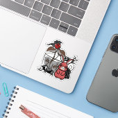 Dunkelroter Hase und mystischer Teebecher Aufkleber (Laptop mit iPhone)