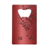 Dunkelroter Hintergrund und floraler Schnappschuss Geldbeutel Flaschenöffner (Rückseite)