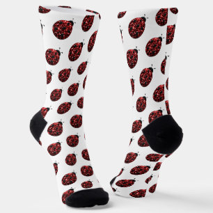 Dunkelroter Marienkäfer falsches Glitter-Sparkling Socken