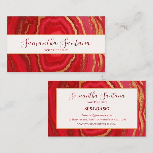 Dunkelroter Marmor mit Gold Visitenkarte (Vorne/Hinten)