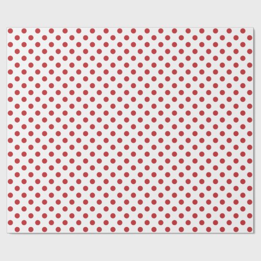 Dunkelroter Polka-Dot auf weißem Mittelraum Geschenkpapier (Flach)
