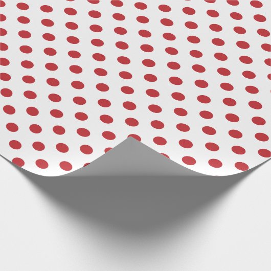 Dunkelroter Polka-Dot auf weißem Mittelraum Geschenkpapier (Ecke)