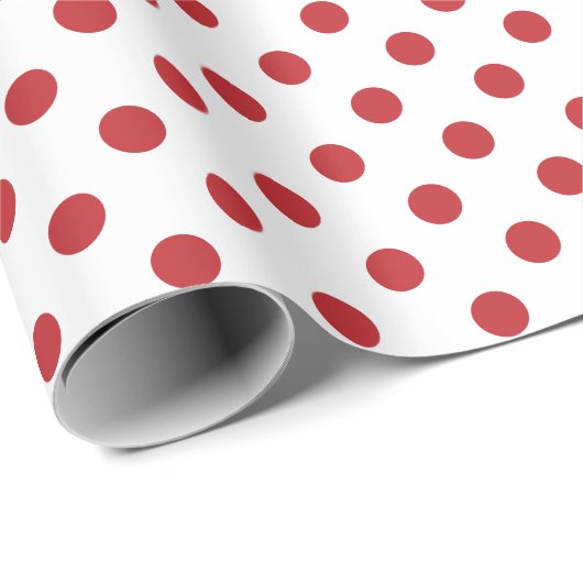 Dunkelroter Polka-Dot auf weißem Mittelraum Geschenkpapier (Rolleneckpunkt)