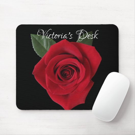 Dunkelroter Rosen-Schreibtisch Mousepad mit Namen (Mit Mouse)
