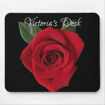 Dunkelroter Rosen-Schreibtisch Mousepad mit Namen