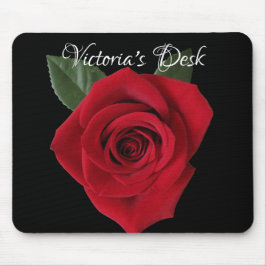 Dunkelroter Rosen-Schreibtisch Mousepad mit Namen