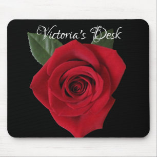 Dunkelroter Rosen-Schreibtisch Mousepad mit Namen