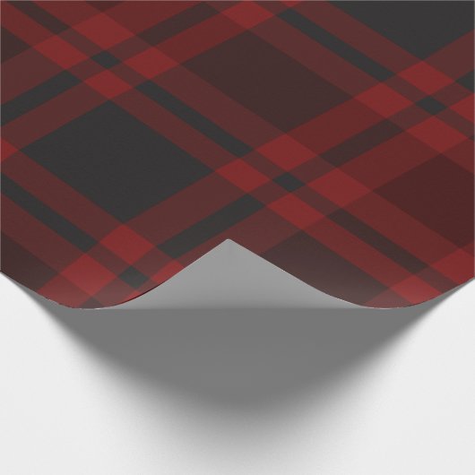 Dunkelroter Tartan Karierter Karo Wrapping Paper Geschenkpapier (Ecke)