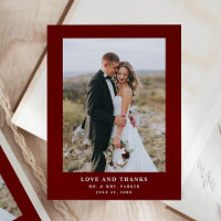 Dunkelroter Text und Foto | Hochzeit Danke