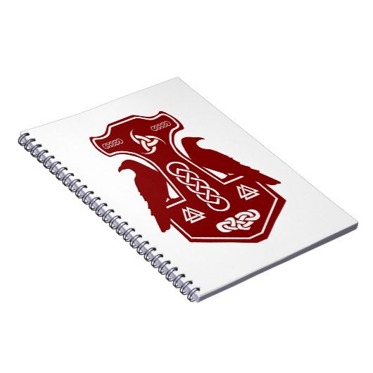 Dunkelroter Thorenhammer mit Ravens-Notebook Notizblock (Rechte Seite)