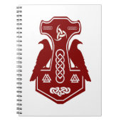 Dunkelroter Thorenhammer mit Ravens-Notebook Notizblock (Vorderseite)
