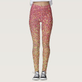 dunkelroter und gelber Glitzer Leggings (Vorderseite)