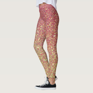 dunkelroter und gelber Glitzer Leggings