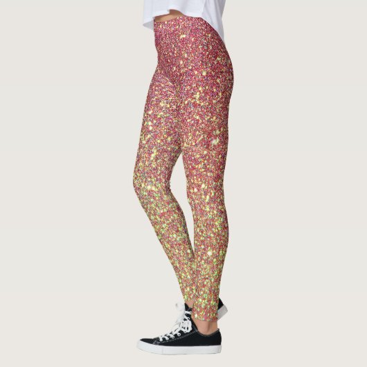 dunkelroter und gelber Glitzer Leggings (Links)