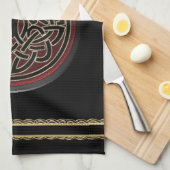 Dunkelroter und schwarzer metallischer keltischer handtuch (Viertel Falte)