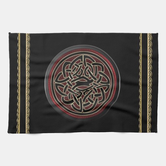 Dunkelroter und schwarzer metallischer keltischer handtuch (Horizontal)
