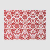 Dunkelroter und weißer Blumendamast Seidenpapier (Vorderseite)