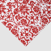 Dunkelroter und weißer Blumendamast Seidenpapier (Ausschnitt)