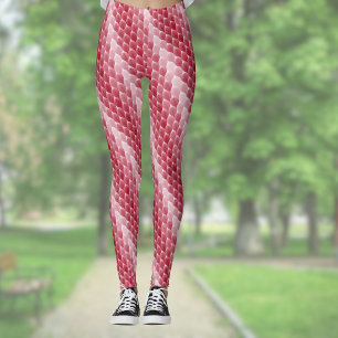Dunkelroter und weißer Farbverlauf diagonaler Blat Leggings