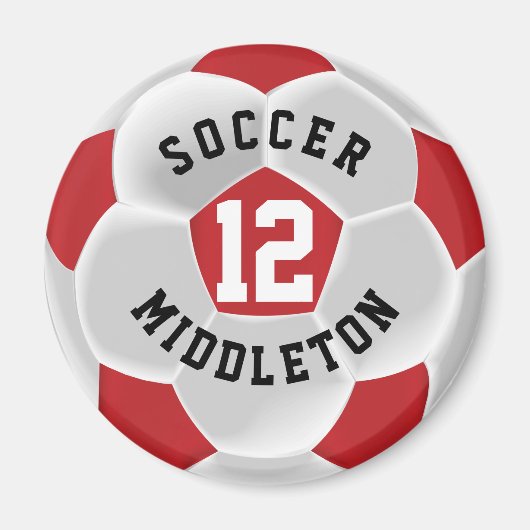 Dunkelroter und weißer Fußball Sport Ball Magnet (Vorne)