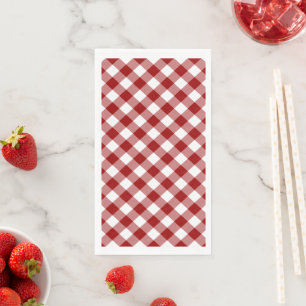 Dunkelroter und weißer Gingham-Karo Serviette