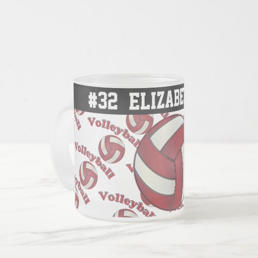 Dunkelroter Volleyball | personifizieren Mattglastasse (Vorderseite Links)