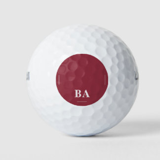Dunkelroter Vollton Weiß Initialen Golfball