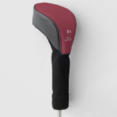 Dunkelroter Vollton Weiß Initialen & Name Golf Headcover (angewinkelt)