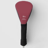 Dunkelroter Vollton Weiß Initialen & Name Golf Headcover (Vorderseite)