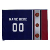 Dunkelroter, weißer und blauer kissenbezug (Vorderseite-Rechts)