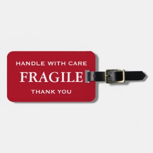 Dunkelroter weißer zerbrechlicher Griff danken Gepäckanhänger