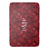 Dunkelrotes Abstraktes Leaf-Muster Mit Monogramm Badematte (Vorderseite Vertikal)