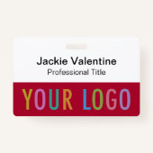 Dunkelrotes Abzeichen mit Logoklammer Lanyard oder Ausweis (Vorderseite)