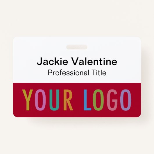 Dunkelrotes Abzeichen mit Logoklammer Lanyard oder Ausweis (Vorderseite)