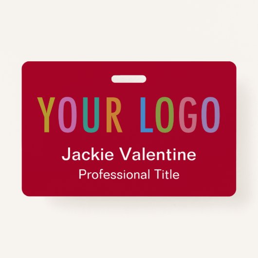 Dunkelrotes Abzeichen mit Logoklammer oder Lanyard Ausweis (Vorderseite)