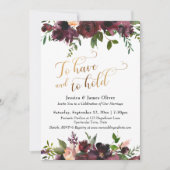 Dunkelrotes Burgundy-Blumengold zu haben und zu ha Einladung (Vorderseite)