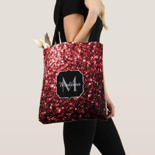 Dunkelrotes falsches Glitter funkelt Glamour Monog Tasche
