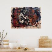 Dunkelrotes figürliches Wandkunstposter Poster (Küche)