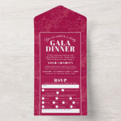 Dunkelrotes Galadinner All In One Einladung (Innen Boden)