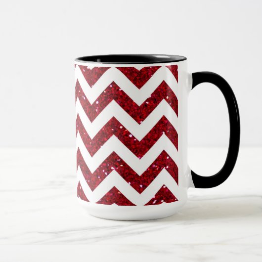 Dunkelrotes Glitter Chevron Muster Tasse (Rechts)