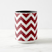 Dunkelrotes Glitter Chevron Muster Tasse (Zentrum)