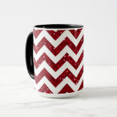 Dunkelrotes Glitter Chevron Muster Tasse (Vorderseite Links)