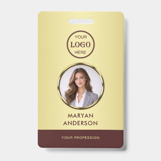 Dunkelrotes Golddesign, Logo oder Foto im goldenen Ausweis (Vorderseite)