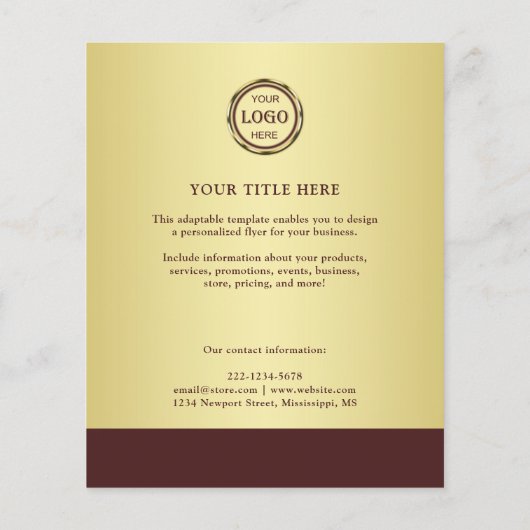 Dunkelrotes Golddesign, Logo oder Foto im goldenen Flyer (Hinten)
