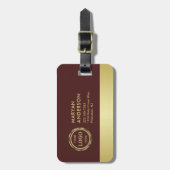 Dunkelrotes Golddesign, Logo oder Foto im goldenen Gepäckanhänger (Vorderseite vertikal)