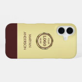 Dunkelrotes Golddesign, Logo oder Foto im goldenen iPhone 16 Hülle (Rückseite (Horizontal))